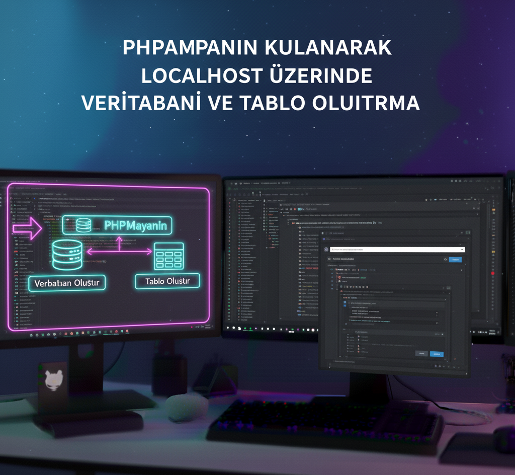 phpmyadmin kullanarak localhost üzerinde veritabanı ve tablo oluşturma